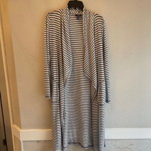 Jones New York Signature Navy and White Striped Cardigan Size M